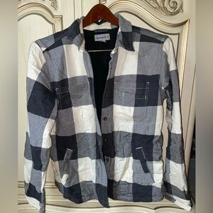 Carhartt Fleece Lined Flannel Long Sleeve Button Front Women's M Plaid Flannel